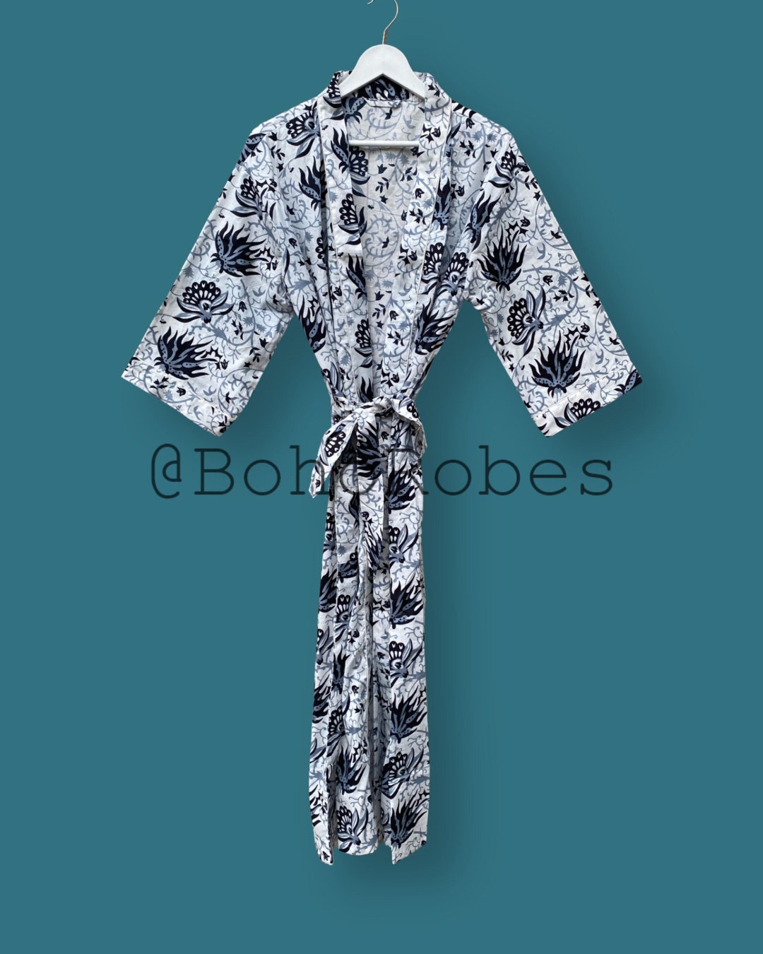 Floral Print Cotton Kimono Robes, Bridal Party Robe, Boho Kimono for ...