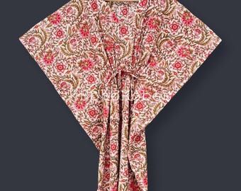 Kaftano floreale in puro cotone, abito lungo caftano, pigiama, regalo per la futura mamma