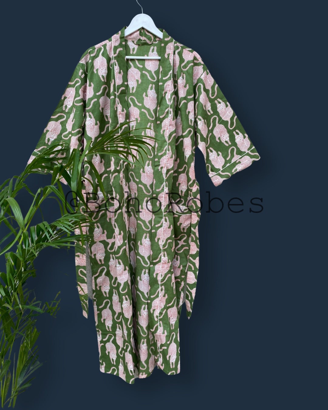 Shimpan Robe Tiger Print Cotton Kimono Robe, Boho Beach Cover Up, Sleepwear - Etsy