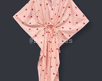 Beautiful Heart Print Kaftan, Sleepwear, Beach Cover-Up, Partywear Gift For Wife