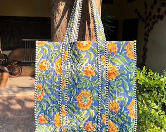 Large Floral Cotton Tote Bag Shopping Bag Gifts For Her
