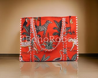 Quilted Cotton Tote Bag: Large Printed Travel Bag