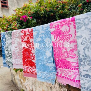 Hand Block Printed Beach Sarong for Women beach scarves Towel Beach Wrap Pareo Beach Swim wear gift for her