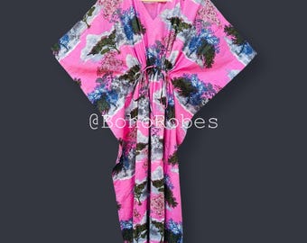 Kaftano da donna in cotone, copricostume da spiaggia, pareo per bikini, caftano da notte, regalo per la mamma