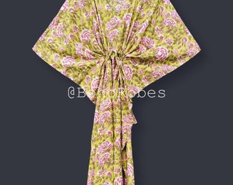 Kaftano floreale 100% puro cotone, abbigliamento femminile, ideale per feste, regalo per un'amica.