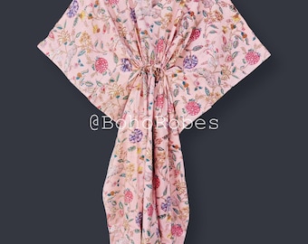 Bellissimo caftano con stampa floreale, pigiama estivo, copricostume da spiaggia, regalo per donna
