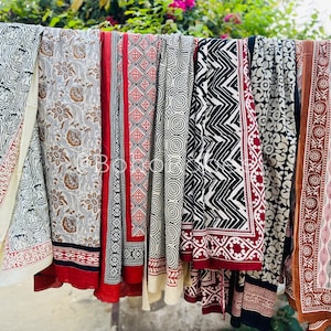 Hand Block Print Cotton Scarf: Bohemian Beach Sarong, Summer Pareo