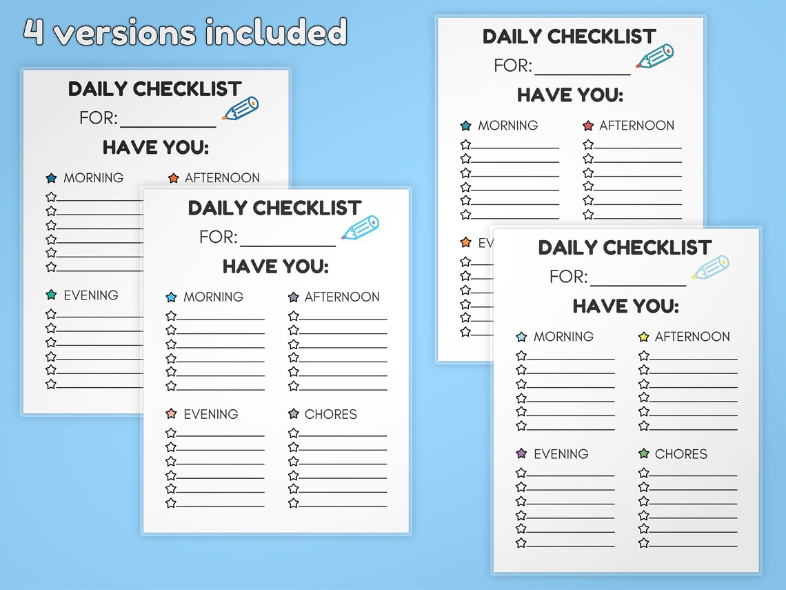 Editable Daily Checklist/Routine Printable Daily Routine | Etsy