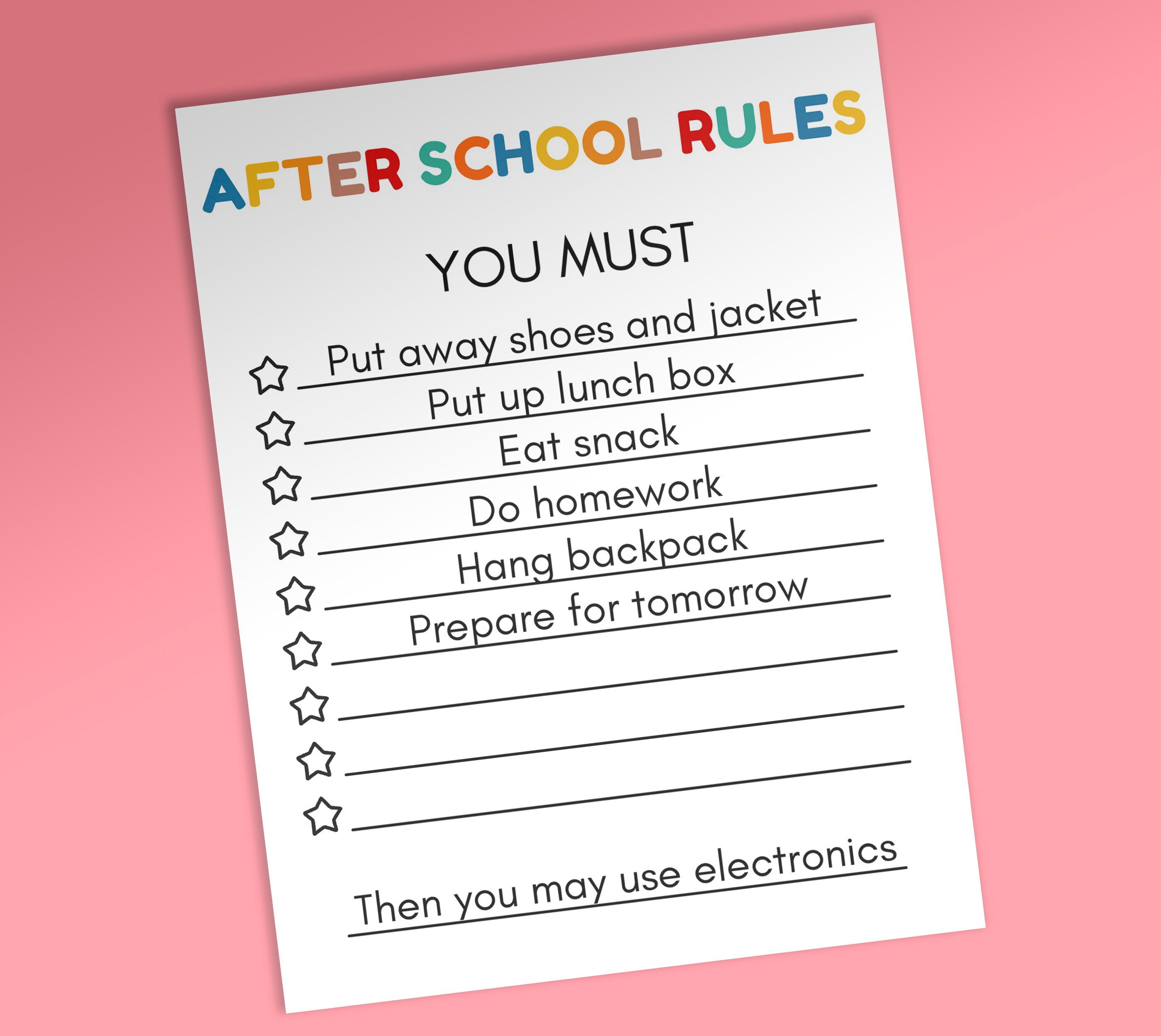 Printable After School Checklist Kids After School Rules | Etsy