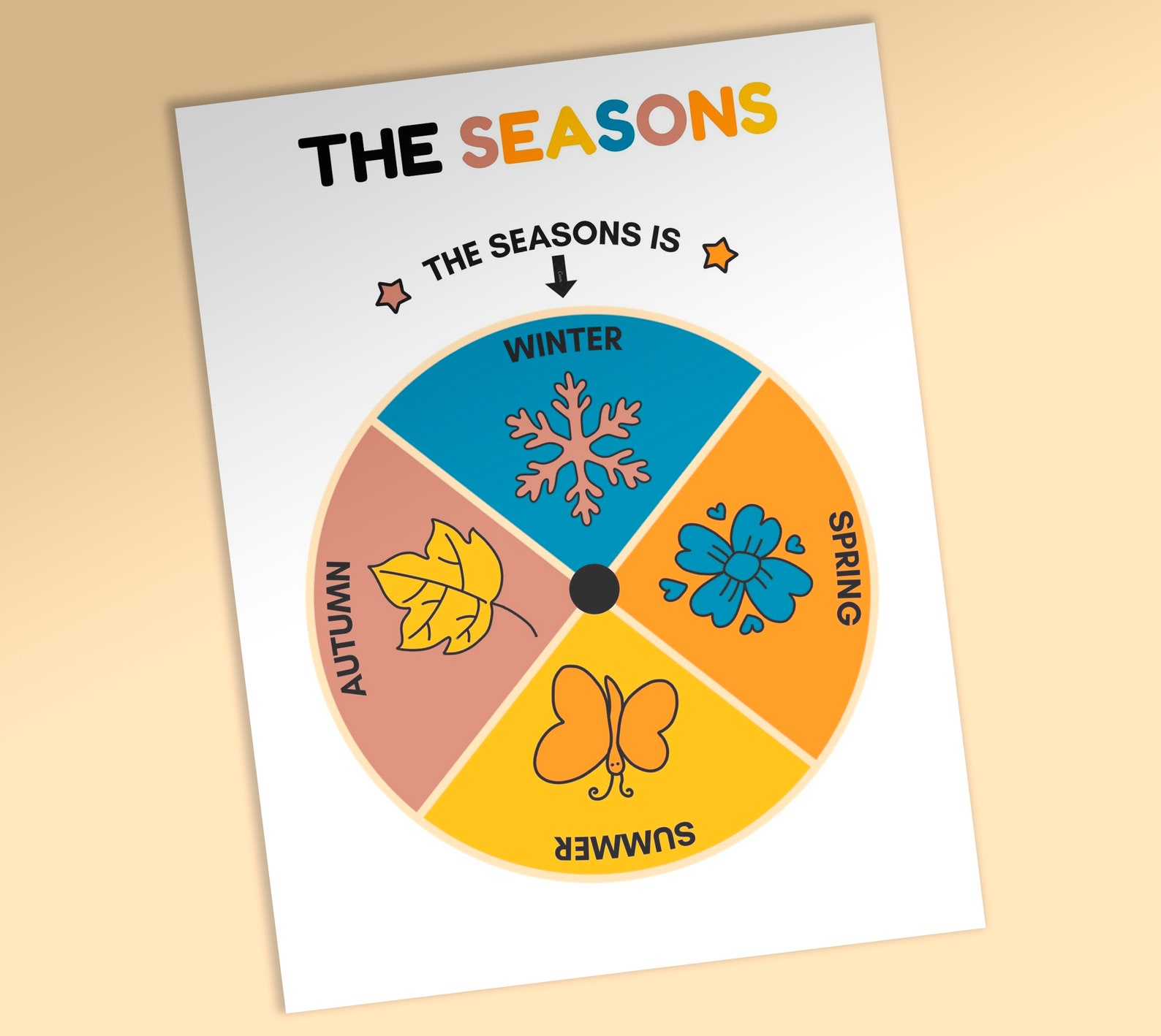 Four Seasons Wheel For Kids Learning Tools Printable Four Etsy