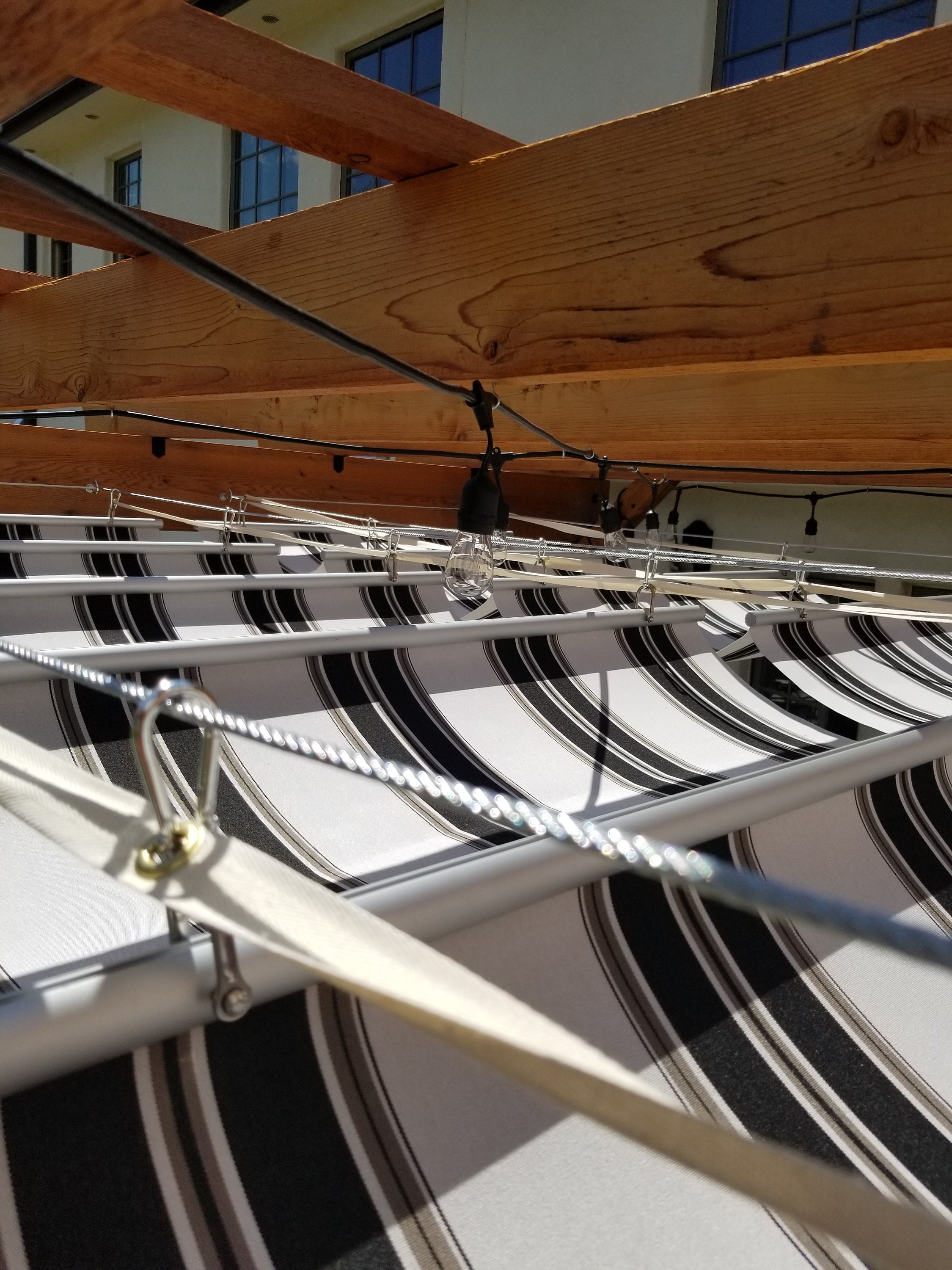 Retractable Pergola Canopy Slide Wire Wave Shade Awning 61