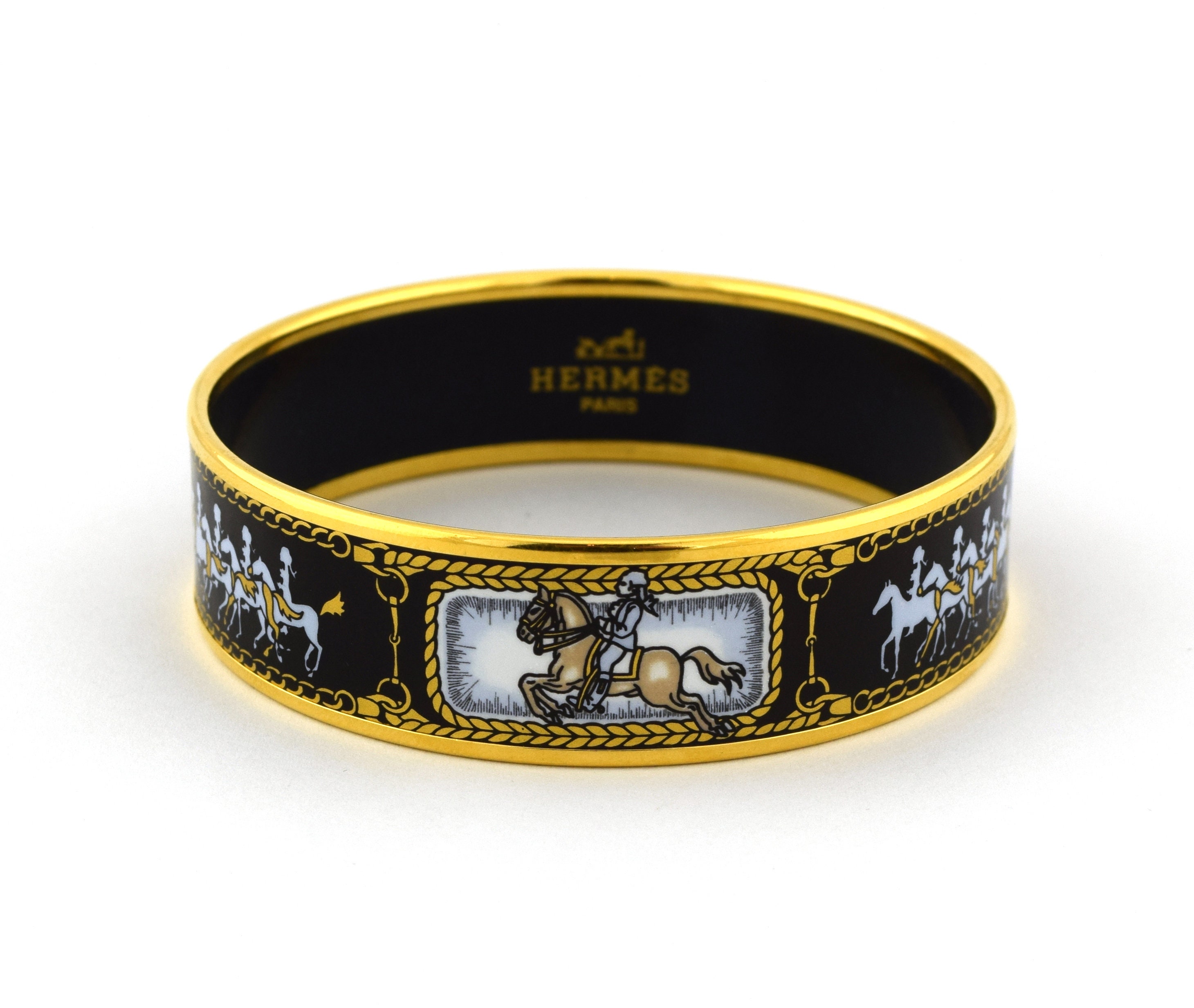 Authentic! Hermes Loquet Red Horse Equestrian Motif Bangle Bracelet Watch