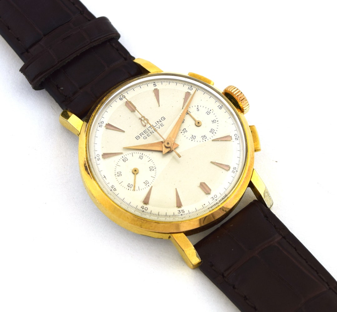 Vintage Breitling Chronograph 1199 Stainless Steel and Gold Etsy