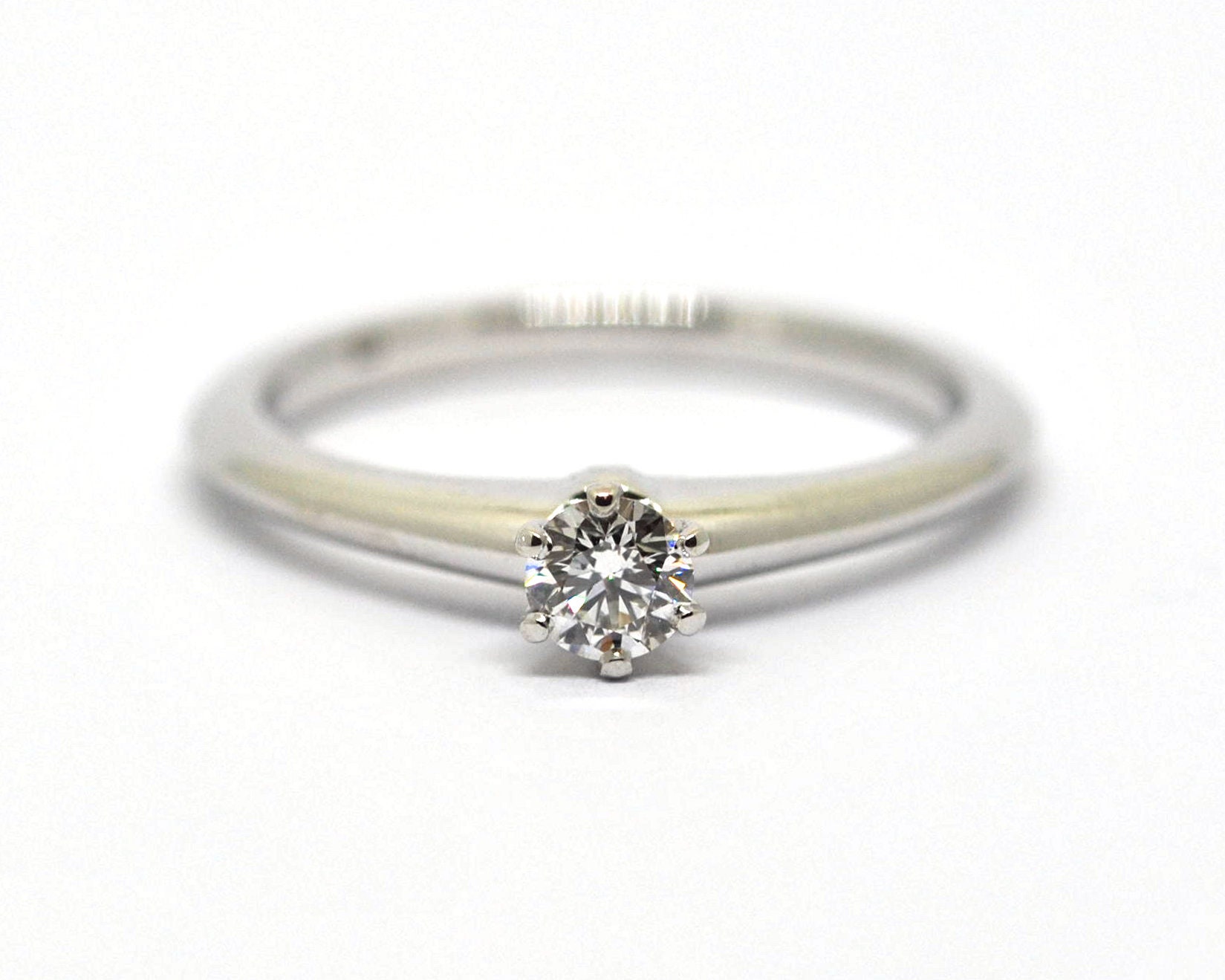 Massief Gouden Bruidsring Platinum verlovingsaanzoek ring 6,5 mm Solitaire Certified Natural Diamond Verlovingsring in tiffany stijl 1 Ct Sieraden Ringen Enkele ringen 