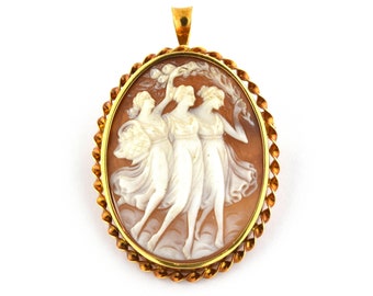 Blue and White Three Graces Cameo Earrings Resin Antique Gold 
