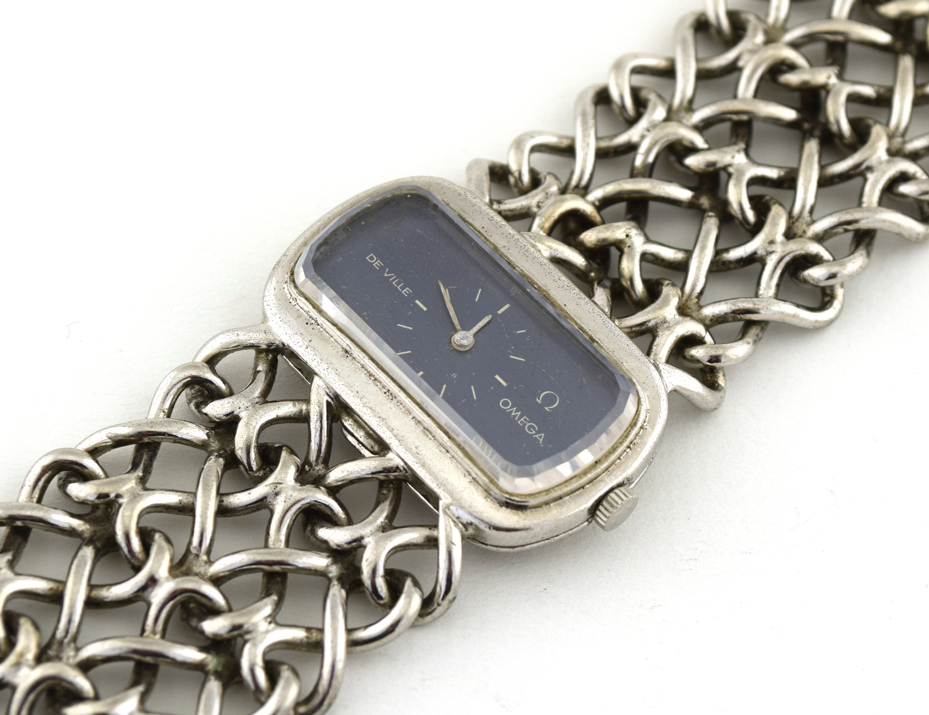 1972 Omega Rare & unusual De Ville “Jeux D’Argent” 8349 silver Bracelet Watch Andrew Grima designed