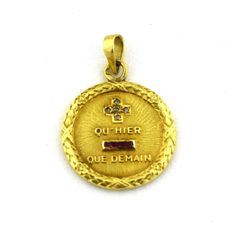 Antique Augis French Charm Pendant Plus Que Hier Moins Que Etsy