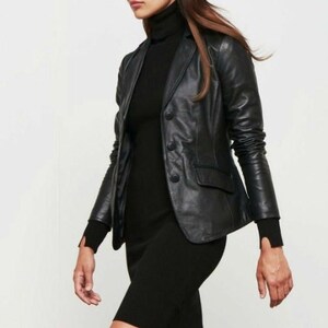 Women's Leather Jacket / Genuine Lambskin Leather Jacket / Leather Blazer / Women's Blazer / New Handmade Fit Jacket /Plus Size Custom Made