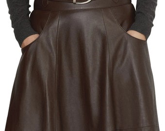 Long genuine leather skirt online