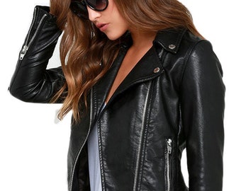 Handmade Lambskin Leather Biker Jacket – Royal Blue, Plus Size