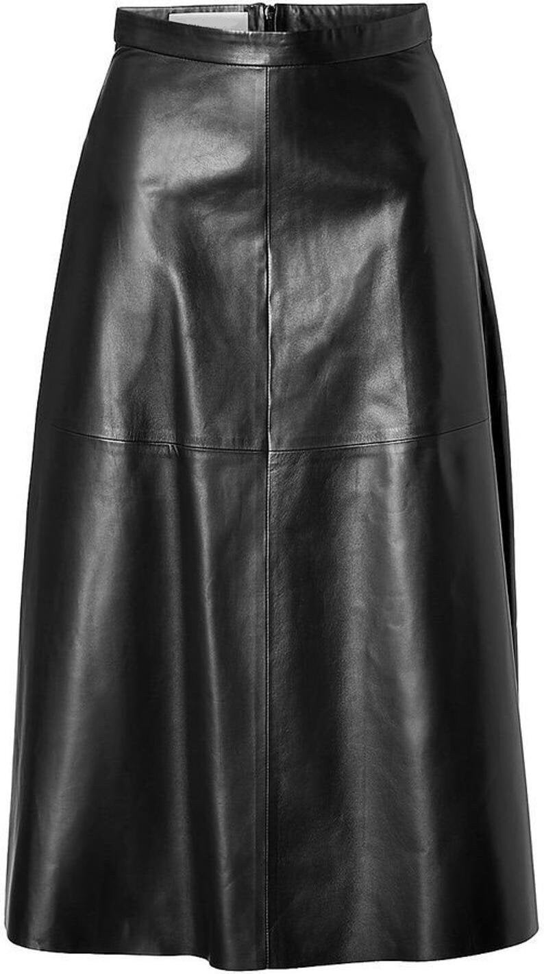 A-line Leather Skirt Knee Length, Zipper Closure, Versatile All-season ...