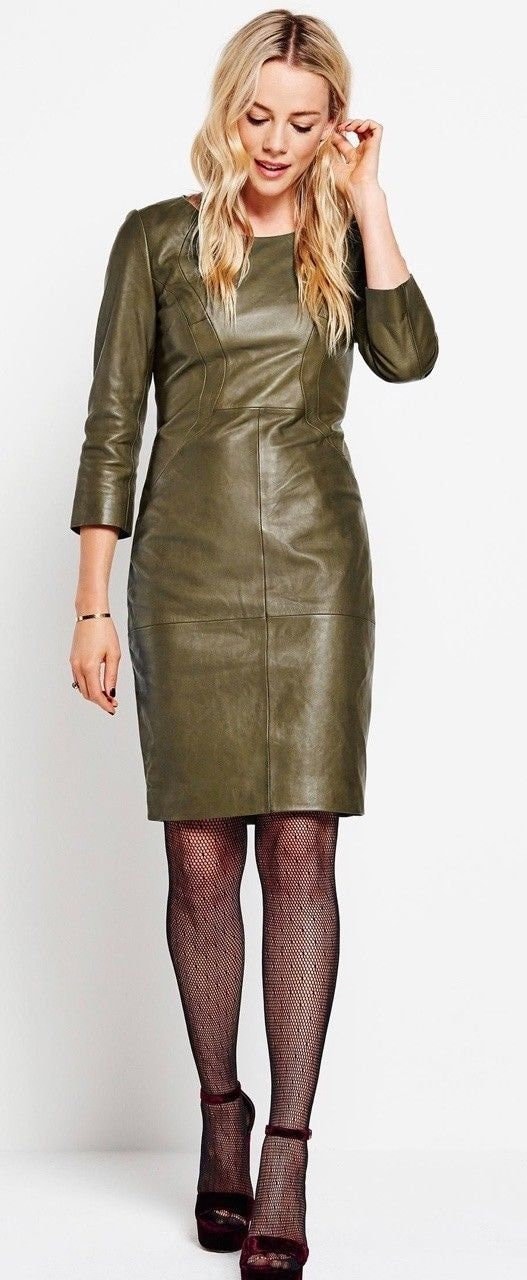 Green Faux Leather Dresses for Women - Etsy
