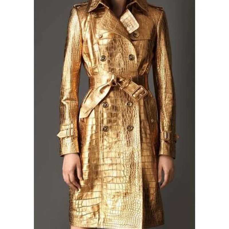 CUSTOM made gold leather trench coat