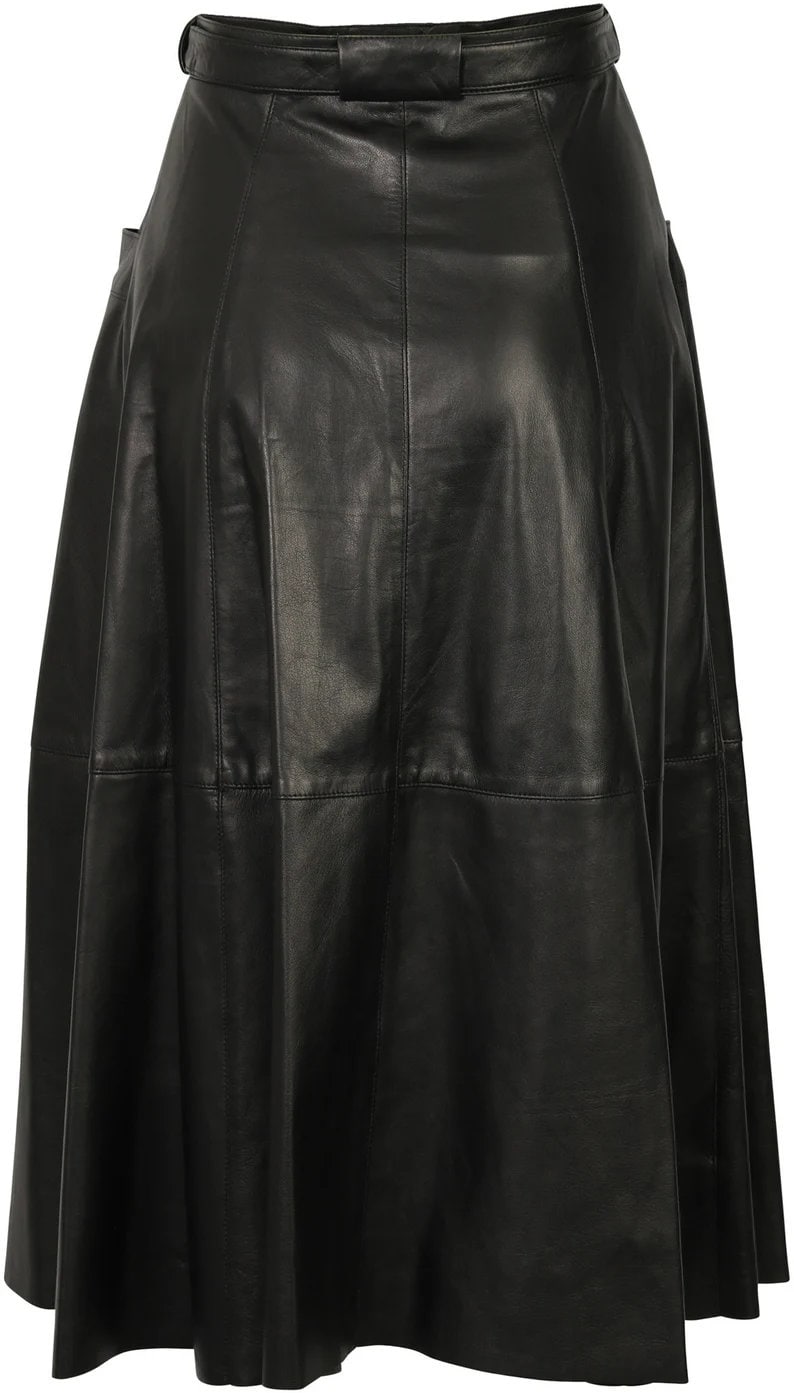 Leather Skirt, Women's Genuine Lambskin Black Leather Skirt A Line With ...