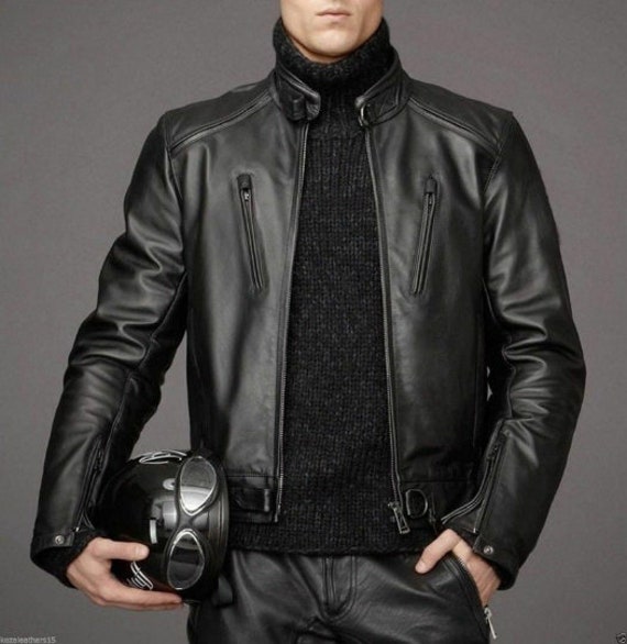 Chaqueta de moto de invierno negra de cuero para hombre, abrigo de cuero  para hombre, chaqueta de moto occidental de diseñador personalizada,  chaqueta de cuero marrón -  España