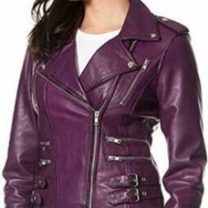 Blouson en cuir pour femme / Blouson en cuir d'agneau véritable / Blouson de motard / Blouson de moto / Blouson fait main neuf / Blouson en cuir noir
