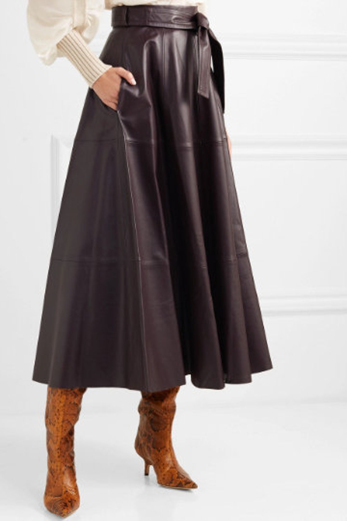 Leather Skirt / Women's Genuine Handmade Leather Skirt / Lambskin ...