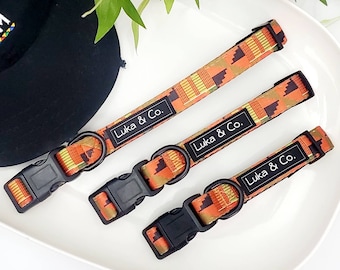 Orange Kente Padded Dog Collar