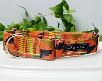 Orange Kente Martingale Dog Collar