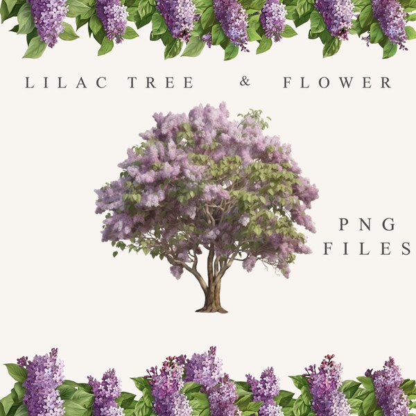 water color tree clipart-lilac tree and flowers