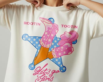 Wzór kowbojki w stylu retro w kolorze różowym w formacie PNG, grafika sublimacyjna na koszulkę, plik z nadrukiem w stylu western dla dziewcząt, pobieranie cyfrowe