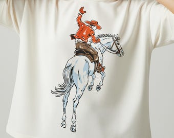 Vintage Cowboy PNG Western Horse Sublimation Design, Koszulka z grafiką retro rodeo, Jeździec konny Country Horse do pobrania w wersji cyfrowej, Sztuka druku w stylu western