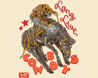 Retro kowboj PNG Western Rodeo Design, grafika sublimacyjna z koniem w stylu vintage na koszulkę, sztuka country western do pobrania w wersji cyfrowej