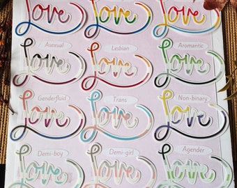 LGBTQIA+ Pride Flag Love Handwritten Matte Sticker