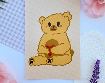 Cute Heart Bear Mini Print, Matte 4x6 Inch