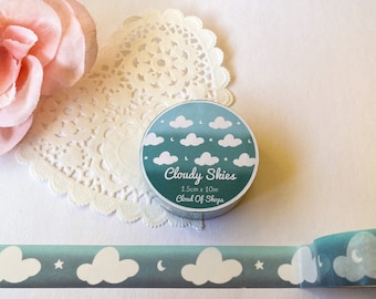 Cloudy Skies Washi Tape, Bullet Journal Tape (1.5cm x 10m)