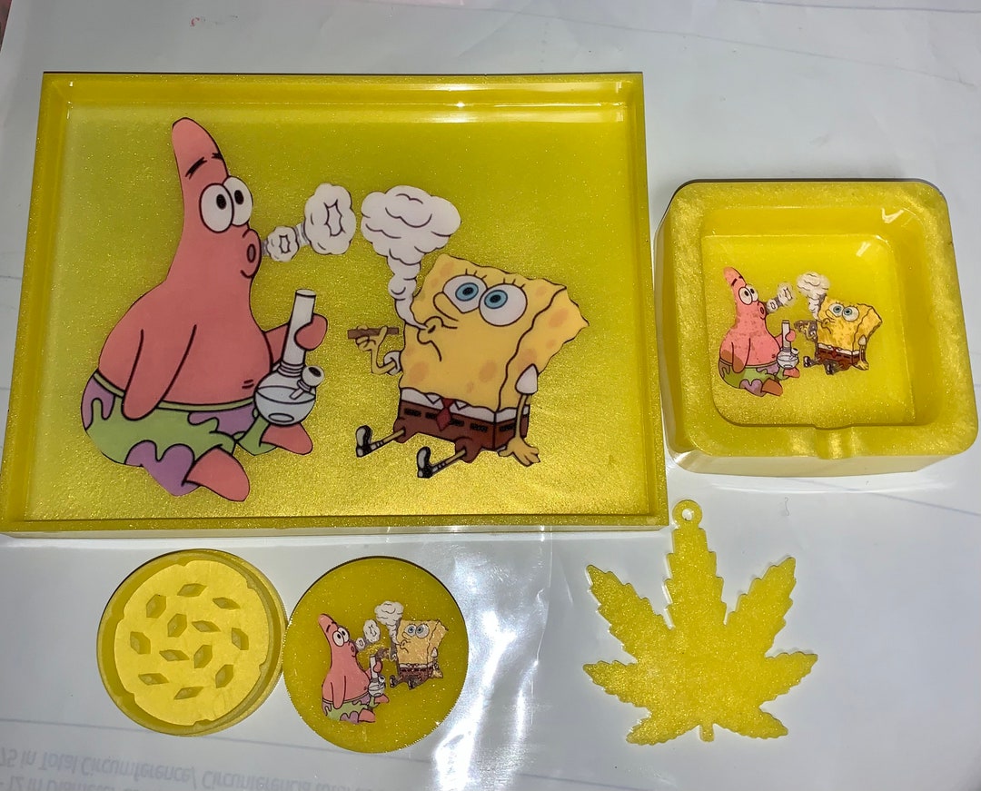 Spongebob Squarepants Rolling Tray Set Resin Ash Tray Etsy