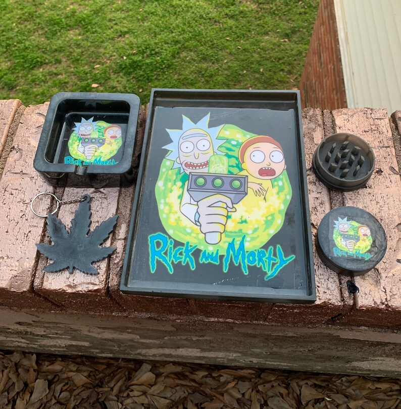 Rick and Morty Rolling Tray Set Resin Ash Tray Etsy