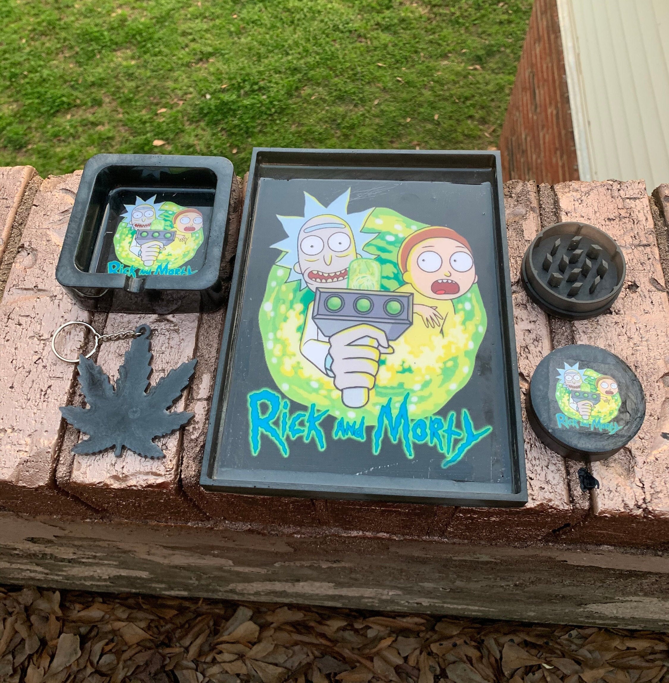 Rick and Morty Rolling Tray Set Resin Ash Tray Etsy