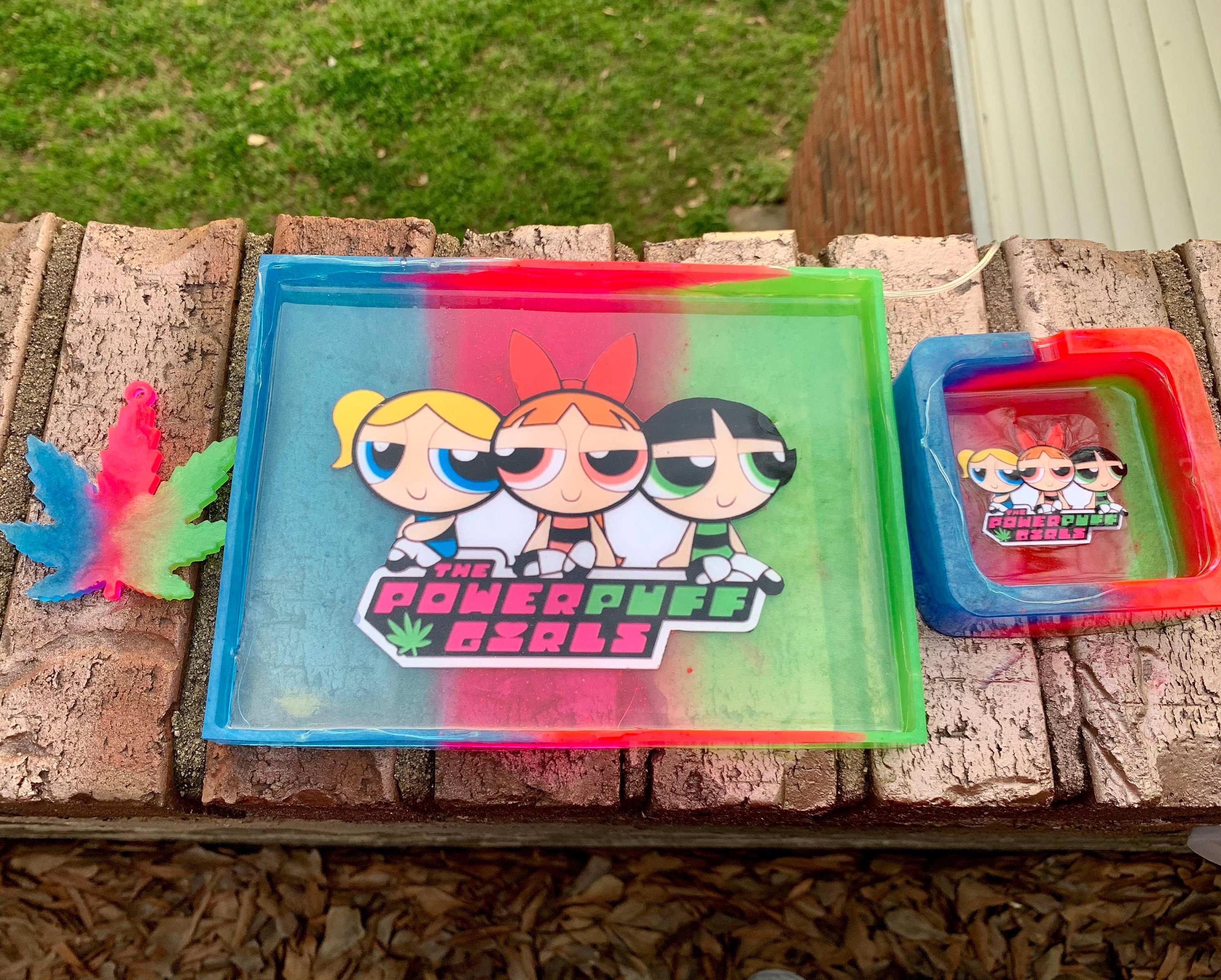LightUp Powerpuff Girls Rolling Tray Set Resin Ash Tray Etsy