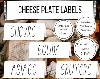 Printable Cheese Plate Labels, Charcuterie Party Tent Tags, Cheese Signs Markers Picks, Cottagecore Birthday Wedding Buffet Celebration