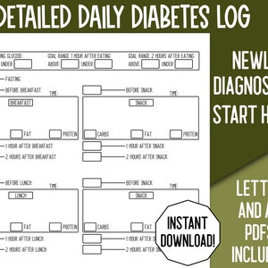 Registro stampabile della glicemia, registro del diabete gestazionale, monitoraggio del glucosio nel sangue, diario del diabete mellito, diabete di tipo 2, registro macro dei carboidrati