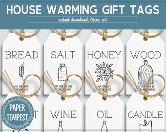 Printable Housewarming Gift Tags, Home Blessing Tags, New Home Hamper Gift Tags,  Real Estate Agent Present, Welcome Home Gift Tag