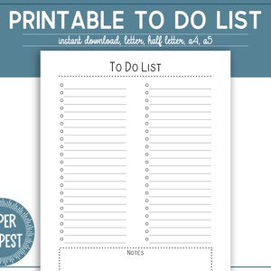 To Do List Printable Template, Printable Task List, List Planner Insert PDF, Simple Blank Checklist, Productivity Planner Insert, A4 PDF