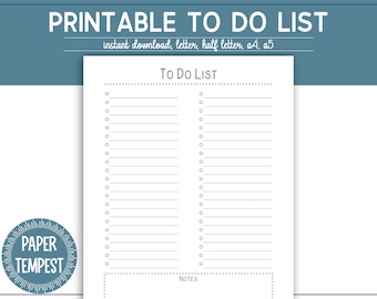 To Do List Printable Template, Printable Task List, List Planner Insert PDF, Simple Blank Checklist, Productivity Planner Insert, A4 PDF