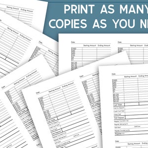 Printable Cash Register Balance Log, Cash Drawer Reconciliation Sheet ...